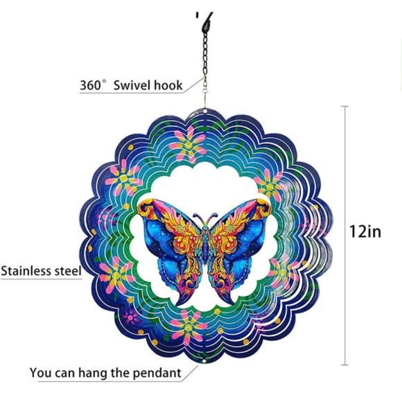 Butterfly Metal Wind Spinners - Butterfly Gifts for Women Mom Grandma Wife - Picture 6 of 6